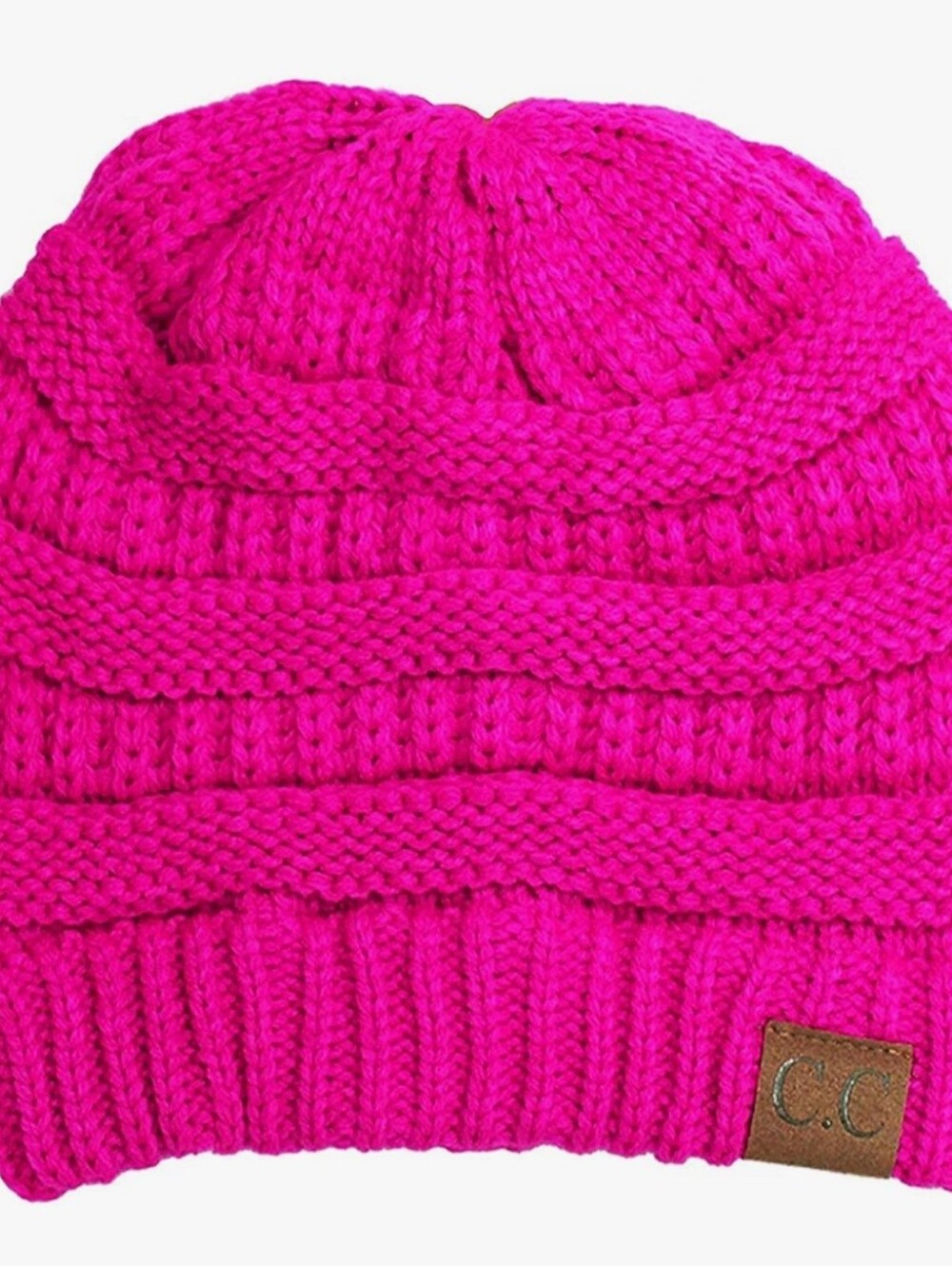 C.C Women's Bright Pink Cable Knit Beanie NWT